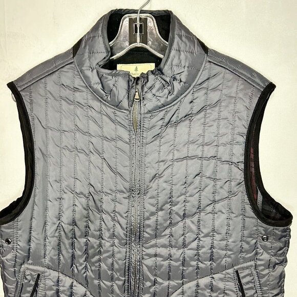 Southern Pines Men Gray Quilted Vest Full Zip Flannel-Lined Sz M - Picture 2 of 8